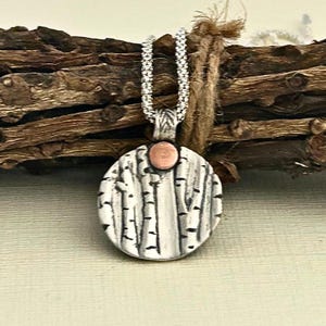 White Birch Tree Necklace Sterling Silver, Woodland Necklace, Nature Inspired Pendant Gift, Hiker Gift