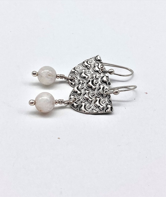 Artisan Sterling Silver Moonstone Dangle Earrings