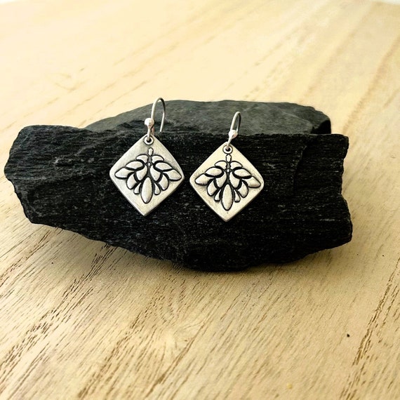 Handmade Sterling Silver Botanical Earrings: Nature Inspired Dangles
