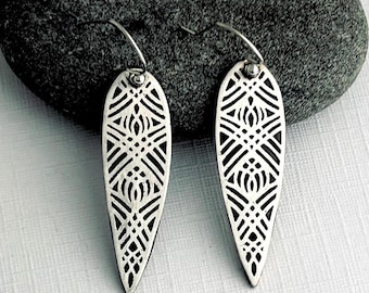 Handmade Fine Silver Dangle Earrings: Boho Artisan Jewelry