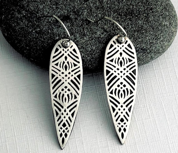Handmade Fine Silver Dangle Earrings: Boho Artisan Jewelry