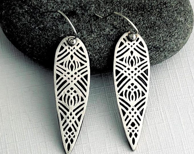 Handmade Fine Silver Dangle Earrings: Boho Artisan Jewelry