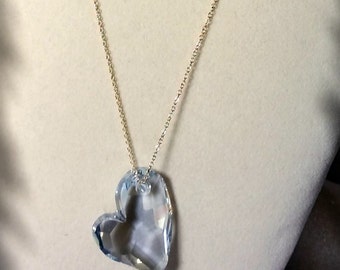 Helen Wang Necklace - 14 K Gold-Filled Ovals & Sphere w/ a Multi-Faceted Crystal Heart