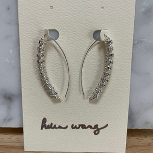 Helen Wang Sterling Silver Earrings - Channel Set Crystals with Sterling Silver Spheres