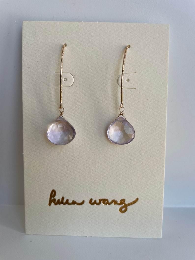 Helen Wang Jewelry Earrings 2024 - Hammered 14K Gold-Filled, A+ Grade Pink Amethyst Heart Briolettes