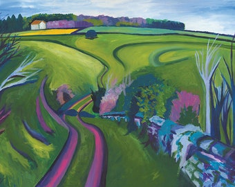 Cotswolds Landscape Limited Edition Giclee Print - 'Running from Bibury to Coln' - différentes tailles disponibles