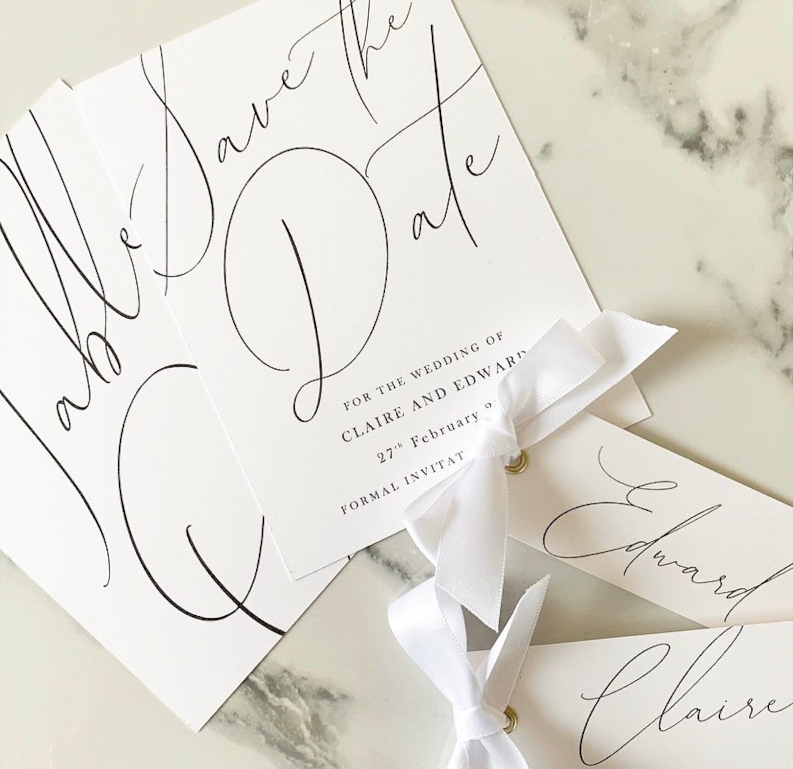 Monochrome Place Card Tags Black and White Simple per Tag Etsy UK