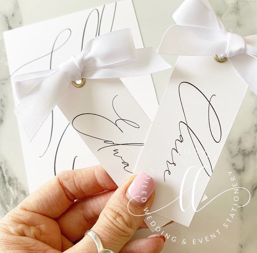 Monochrome Place Card Tags Black and White Simple per Tag Etsy UK