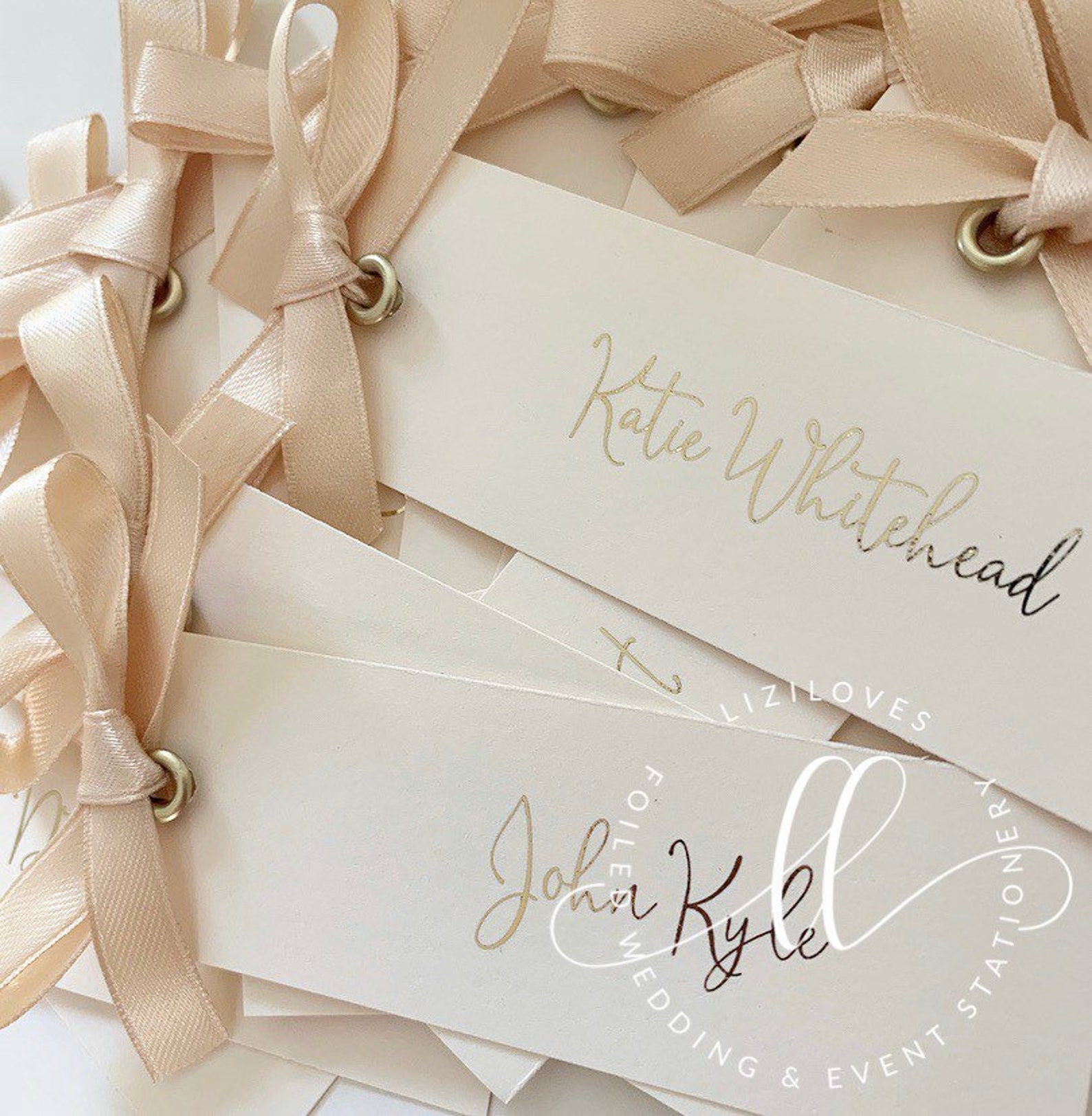 Foiled Place Card Tags Ivory With Gold Foil Rose Gold Foil per Etsy UK