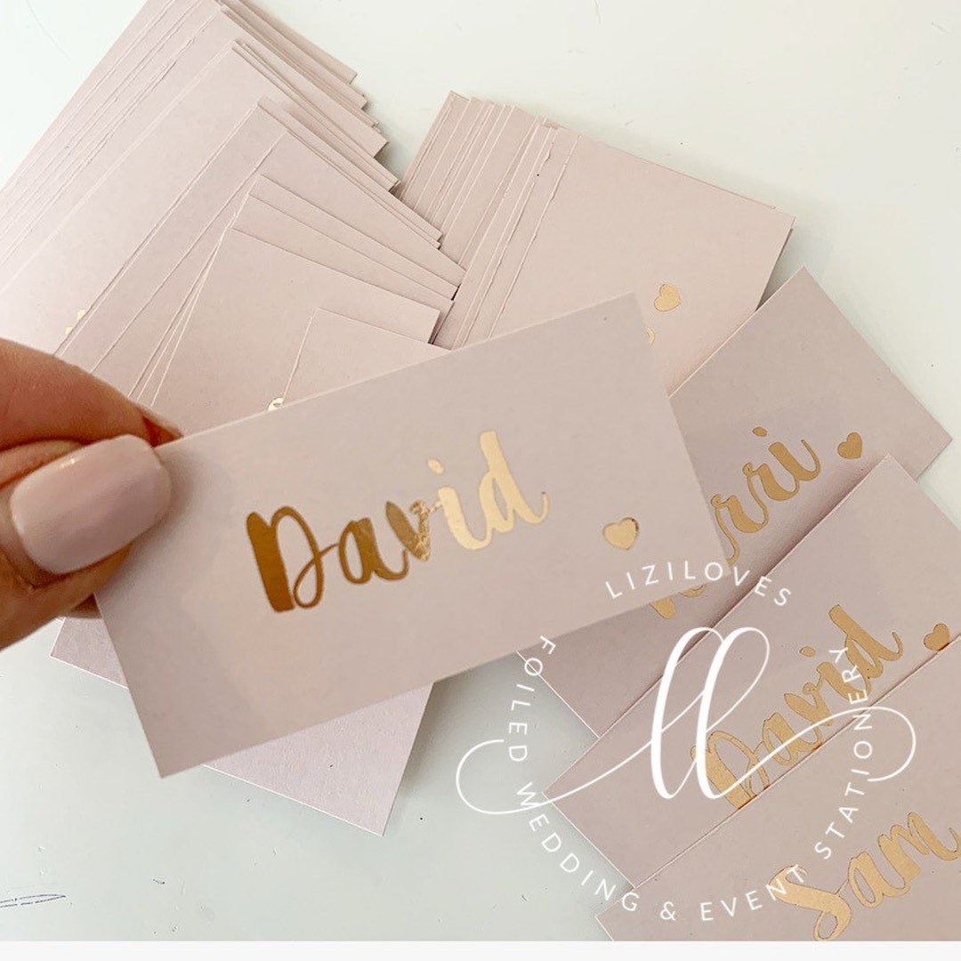 Foil Place Cards, Pale Blush Pink, Gold or Rose Gold - Etsy