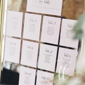 BLUSH Foiled Seating plan cards white with gold silver or rose gold foil