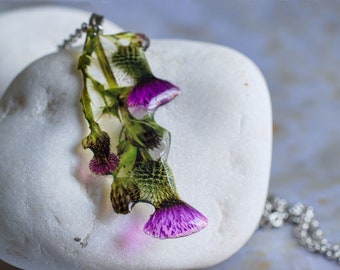 Thistle Necklace. Unique Scottish thistle design, entirely made by hand. Made in UK.