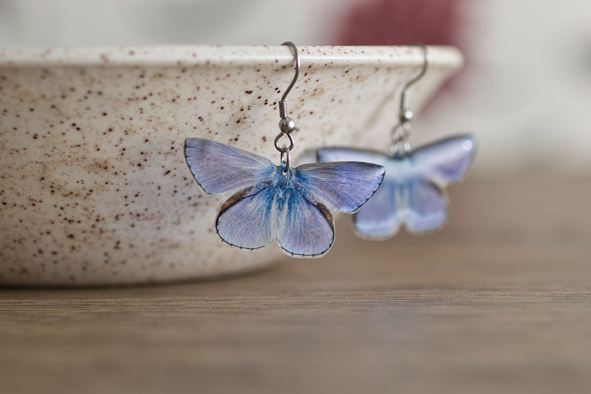 Blue tigers eye, blue butterfly charms, gold metal earrings. – Andria  Bieber Designs