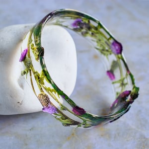 Thistle bangle. Unique Scottish thistle design, entirely made and shaped by hand. Made in UK.