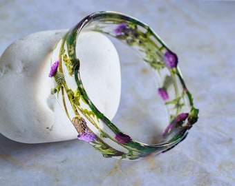 Thistle bangle. Unique Scottish thistle design, entirely made and shaped by hand. Made in UK.