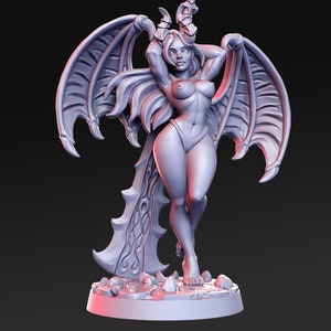 Akisha - Female Succubus Warrior | 28mm-32mm Painted Miniature |  D&D | RPG | Tabletop Game | Pathfinder | RN Estudios