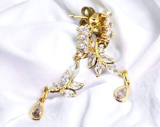 Rhinestone Wedding Earrings, Bridal Jewelry, Rhinestone Dangle Earrings, Bridal Drop Earrings