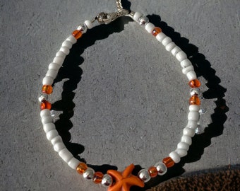 Boho style starfish beaded anklet bracelet.