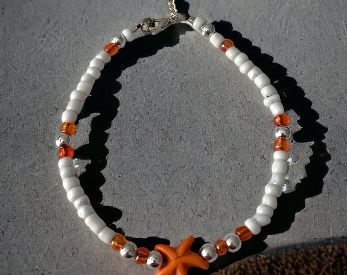 Boho style starfish beaded anklet bracelet.