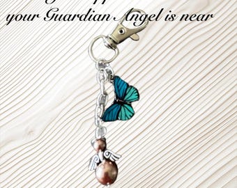 Butterfly Angel Keychain, Memorial Sympathy Keepsake Guardian Angel Gift