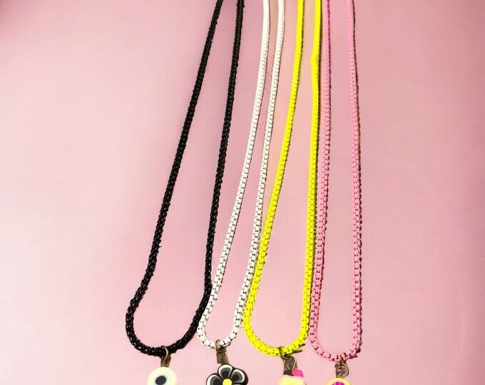 Enamel Box Chain Necklace. Girls Colourful Chain/Pendant Necklace.