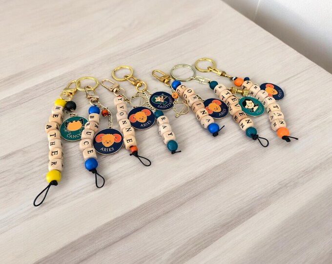 Handmade Personalized Keychains, Name Keychains, Zodiac Keychains