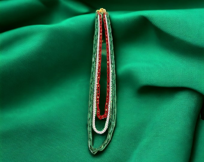 Christmas 3 in 1 Necklace, Red, White and Green Christmas Necklace, Holiday Necklace