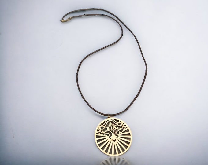 Wood Pendant Necklaces, Leather Cord Necklaces, Wooden Charm Pendant Necklaces