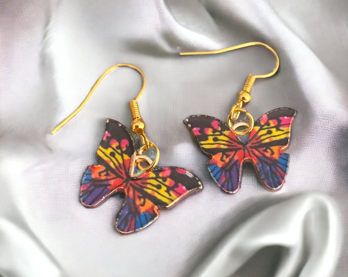 Butterfly Earrings,Drop Butterfly Earrings, Butterfly Dangle Earrings