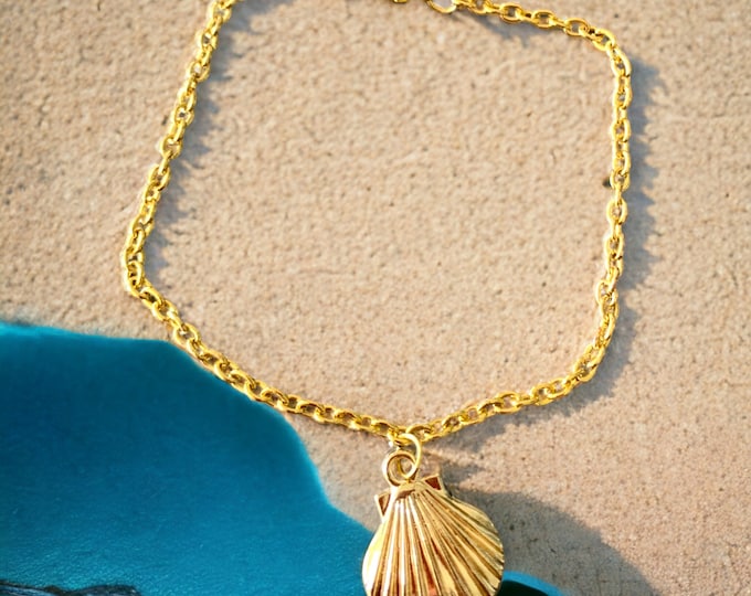 Dainty Anklet, Minimalist, Gold Plated Anklets, Silver Plated Anklets, Gift for Her, Delicate Chain Anklets, Seashell Charm Anklets