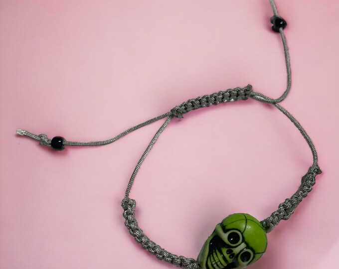 Fun Skull Bracelets, Adjustable Cord Bracelets for Boys, Cuts Halloween Jewelry Gift.