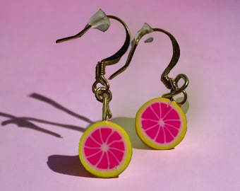 Polymer Clay Fruit Earrings, Kids Jewelry.