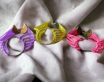 Cuff Bracelets, Cord Cuff Bracelets, Women's Cuff Bracelets, Metal Ring Cuff Bracelets