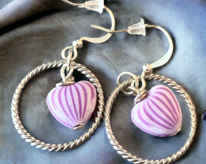 Dangle Hoop Heart Earrings, Makes a great Valentine gift for that someone special.
