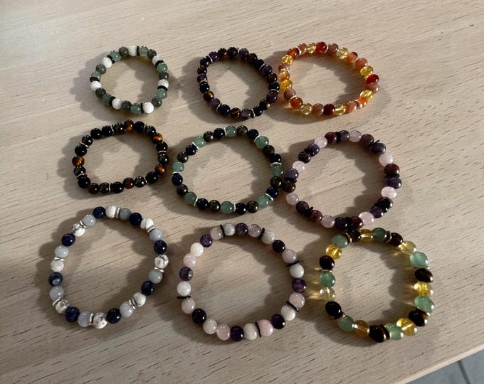 Handmade Chakra Gemstone Bracelet – Uplifting, Anxiety Relieve, Self-Love, Good Luck, Calming, New Beginnings, Success, Protection