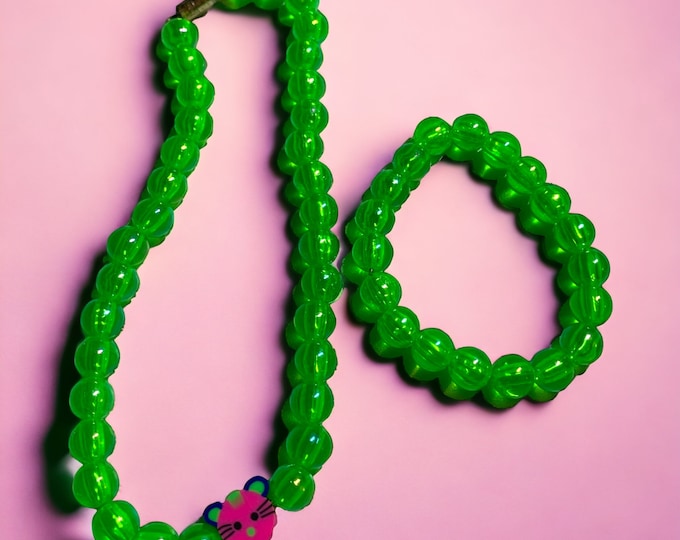 Bright coloured handmade girls beaded jewelry set.
