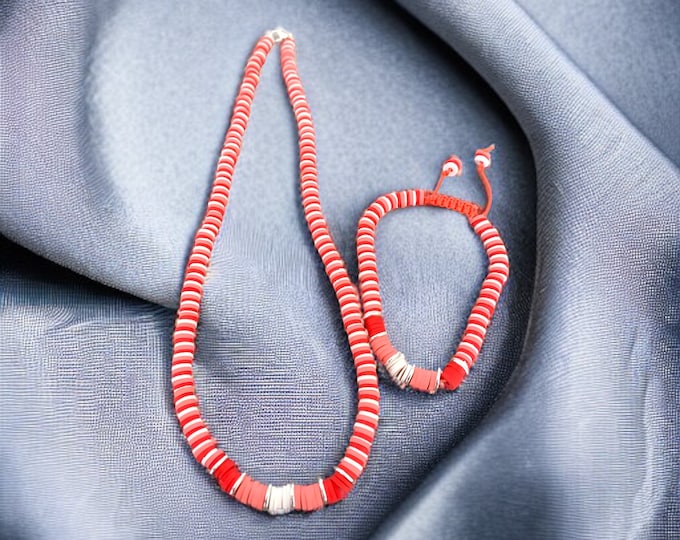 Heishi Beads Necklace and Bracelet Set, Necklace Set of 2