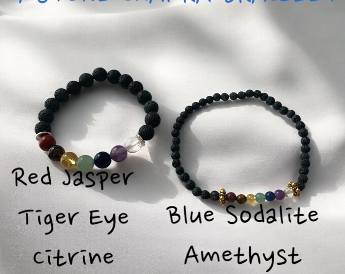7 Stone Chakra Bracelets, Chakra Healing Stone Bracelets, Chakra Stretch Bracelets