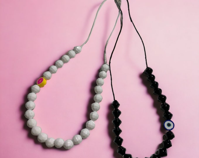 Beaded Necklace, Cord Necklace, Boys and Girls Beaded Cord Necklace, Beaded Fruit Necklace, Beaded Evil Eye Necklace