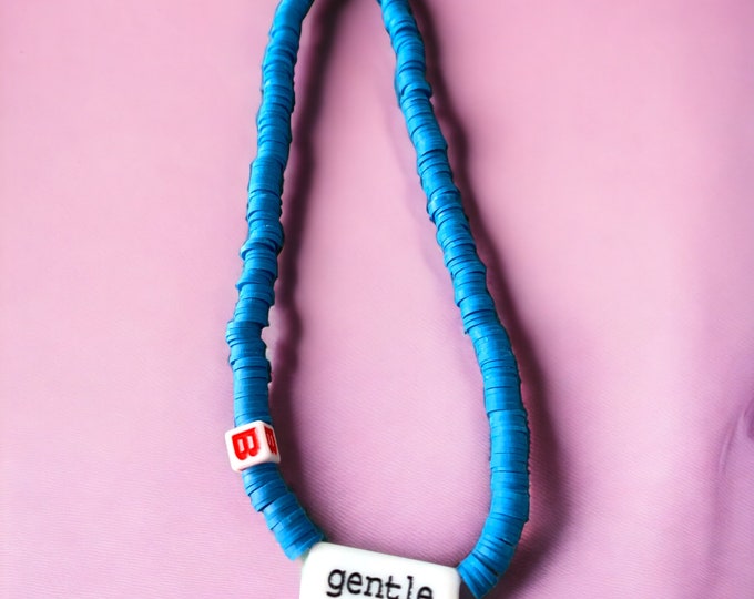 Cute Personalized Polymer Clay Bead Necklaces for Boys and Girls Ages 2 - 13, Elastic Stretch Necklace with Lobster Claw Clasp
