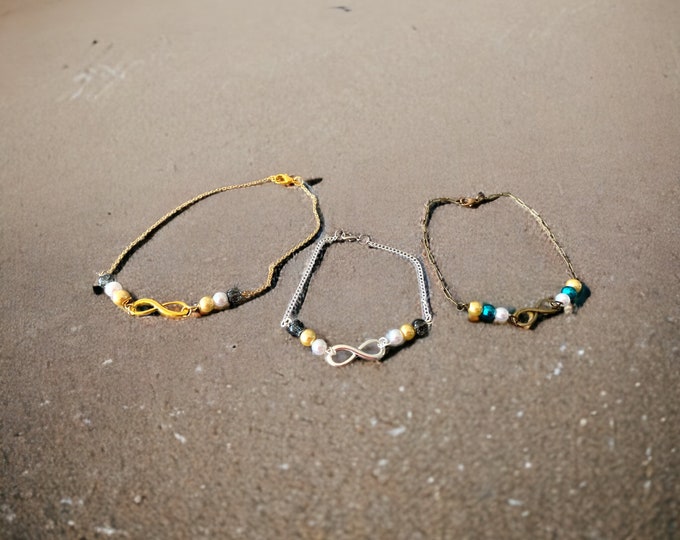 Infinity Pearl Anklets