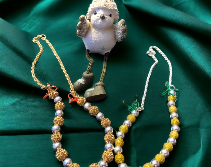 Christmas Necklace, Silver and Gold Necklace, Make a Statement Necklace, Party Time Necklace