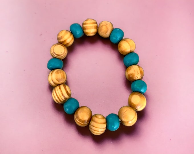 Boys Wooden Bead Stretch Bracelet. Boy Stretch Bracelets