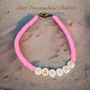 Kids Personalized Anklets, Children&#39;s Beaded Anklets