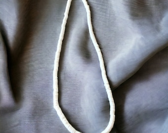 White Heishi Shell Necklace - Beachy Summer Jewelry.