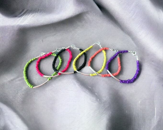Custom Made Seed/Tube Bead Stackable Bracelets, Stacking Bracelets, Stackable Bracelets Set of 6.