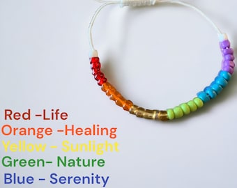 Minimalist Rainbow Beaded Pride Bracelet.