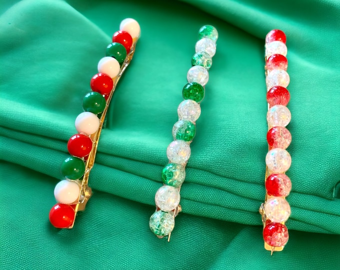 Christmas Hair Barrettes, Women's Holiday Barrettes, Women's Christmas Hair Accessories, Christmas Barrettes.