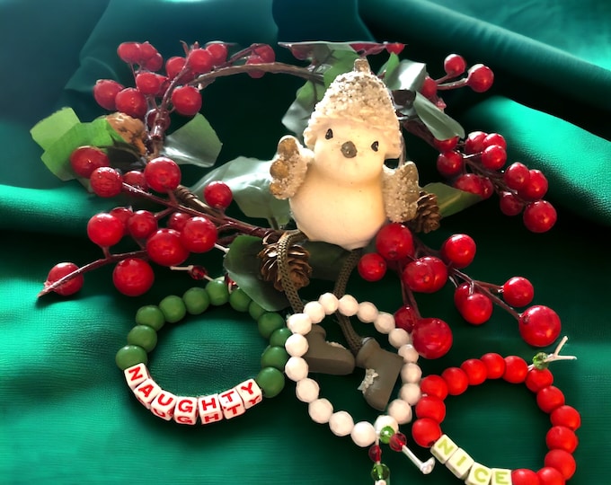 Kids Christmas Bracelets, Set of Three Christmas Bracelets, Naughty and Nice Bracelet, Stretch Bracelets, Great Gift for the Kids!