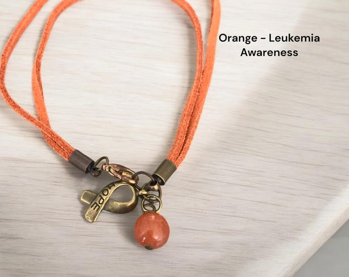 Cancer Awareness Bracelets, Orange - Leukemia Bracelet, Yellow - Bone, Teal -Ovarian Cancer, Coloured Bracelets for all Cancers.